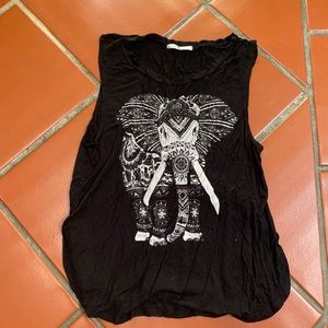Black tank top with elephant